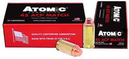 45 ACP 50 Rounds Ammunition Atomic 185 Grain Copper-Plated