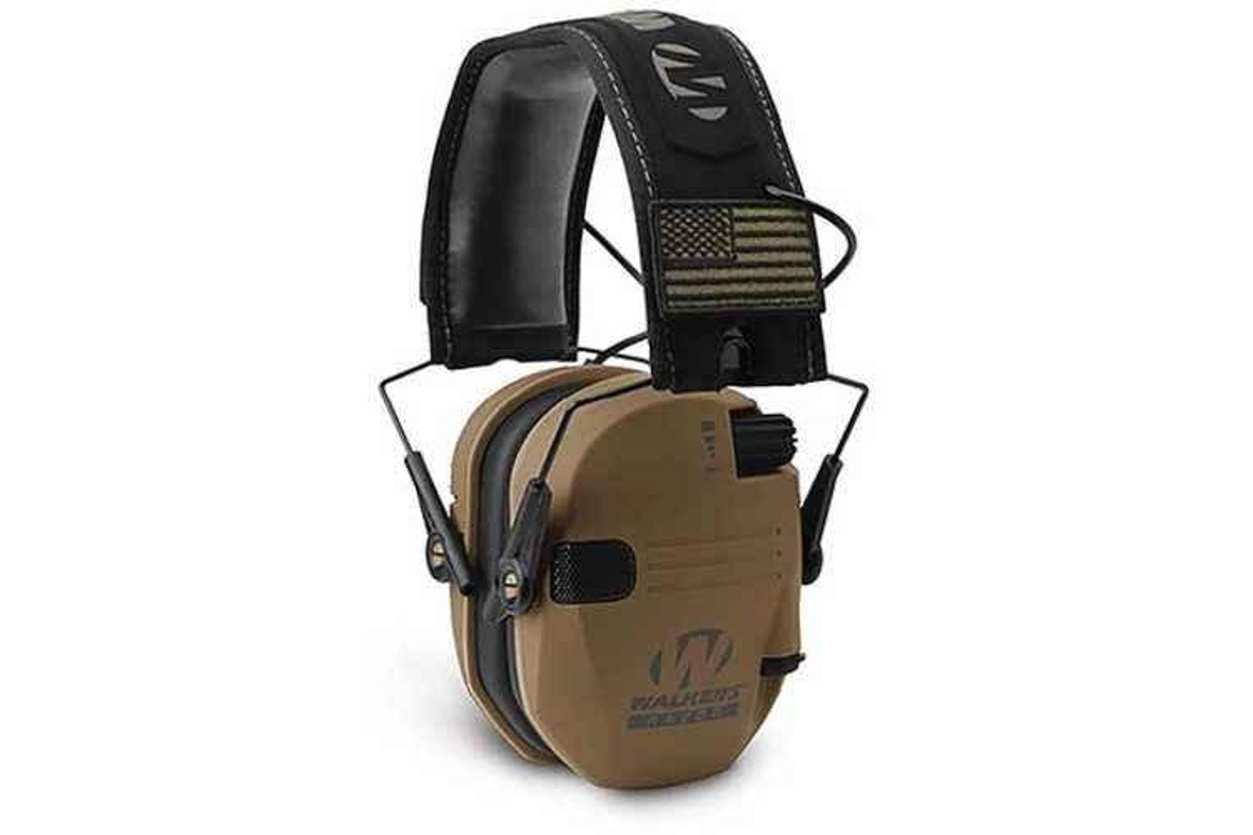 Walker's GWP-RSEMPAT-BB Razor Patriot Muff 23 Db Over The Head Polymer Battle Brown Ear Cups With Black Headband & White