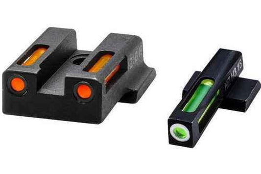 HIVIZ LiteWave H3 Tritium Express Handgun Sight Green/Orange Litepipes White Front Ring for Glock 20/21