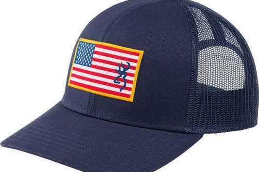 Browning Bg Cap Glory Mesh Snapback American Flag Patch Navy Blue Osfm