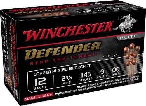 12 Gauge 10 Rounds Ammunition Winchester 2 3/4" 9 Pellet Lead #00 Buck