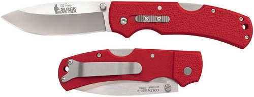 Cold Steel Double Safe Slock Master Hunter 3.50" Folding Drop Point Plain 8Cr13MoV SS Blade/Red Textured GFN Han
