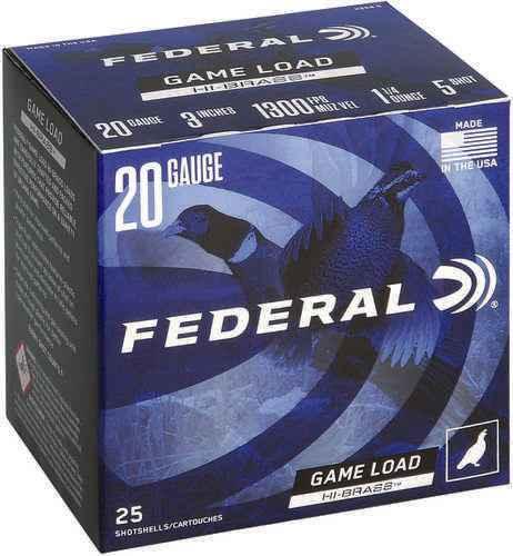 Federal Game-Shok High Brass 20 Gauge 3" 1 1/4 oz 1300 fps 5 Shot 25 Round Box