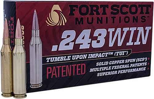 Fort Scott Munitions 243 Winchester 80 Gr Solid Copper Ammo - 20 Rounds for Varmint Control