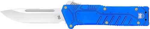 CobraTec Knives BLUSFDNS Special Forces 3.25" OTF Drop Point Plain Satin D2 Steel Blade, 4.75" Blue Textured AFALSEdized Al