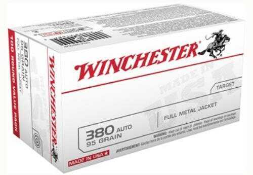 Winchester 380 ACP 95 Grain Full Metal Jacket â€“ Reliable Accuracy with Value Pack of 100 Rounds