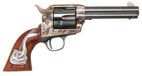 Cimarron Frontier 45 Colt 4.75" Barrel I Piece Walnut Grip With Silver Snake Case Hardened Revolver PP410SSI01