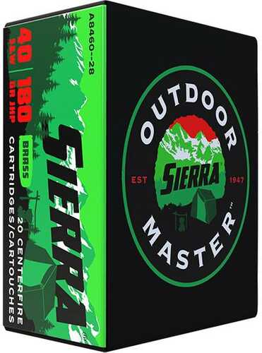 Sierra Outdoor Master 40 SW â€“ Premium 180 Grain Jacketed Hollow Point Ammunition