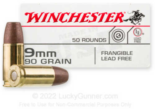 Winchester 9mm Luger 50 Rounds Ammunition â€“ 90 Grain Frangible Performance