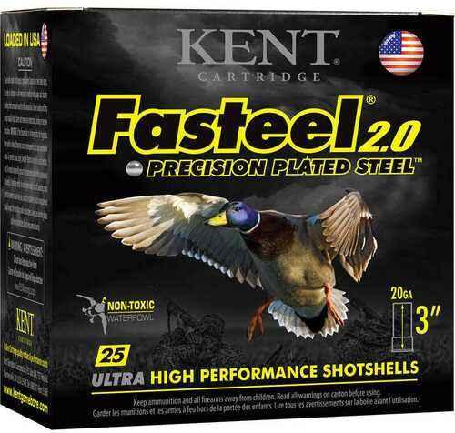 Kent Cartridge K203FSP282X4 Fasteel 2.0 Waterfowl 20 Gauge 3" 1 Oz 2X4 Shot 25 Per Box/ 10 Cs
