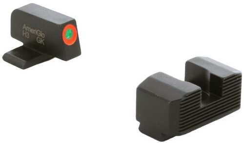 Ameriglo Green Tritium Orange Outline Front Black Serrated Rear Sight Hellcat OSP - Western Gun Store