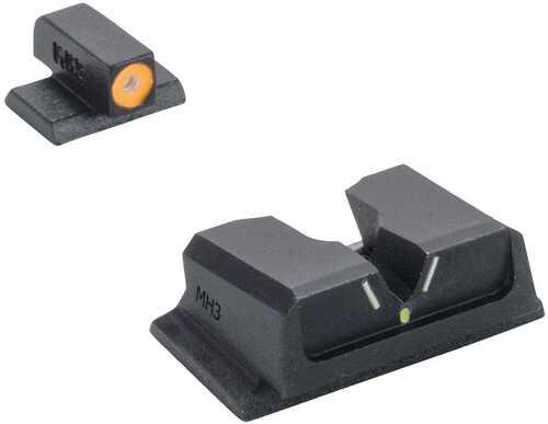 Meprolight Hyper Bright V-Sight Fixed Pistol Set For S&W M&P Full Size Compact Green With Orange Front - Western Gun Store