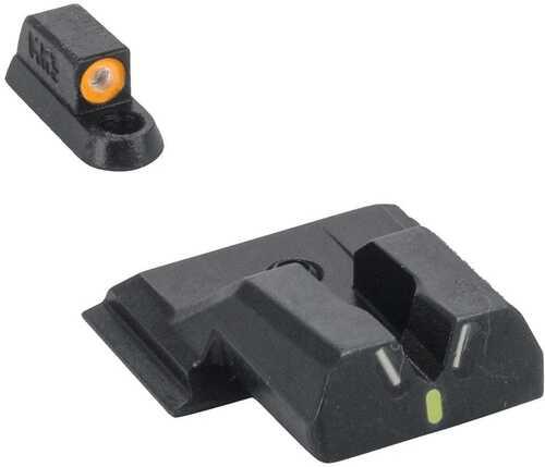 Meprolight Hyper Bright V-Sight Fixed Pistol Set For S&W M&P Shield Green With Orange Front - Western Gun Store