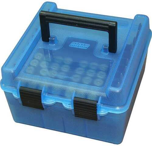 MTM Deluxe Ammo Box Handle WSM WSSM Ultra Mag 100 Rounds Clear Blue - Western Gun Store