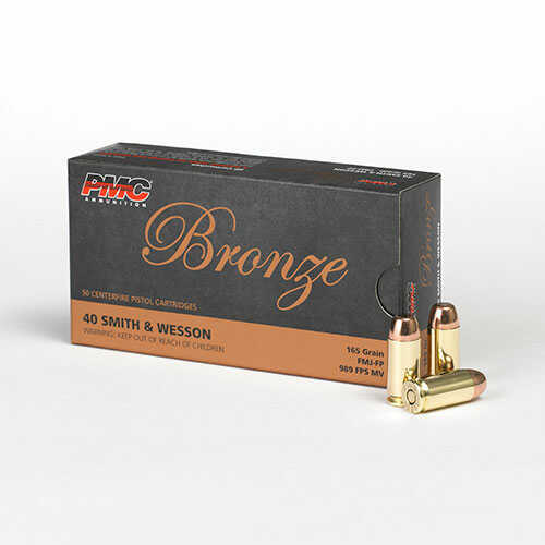 PMC Bronze 40 S&W 50 Rounds Ammunition â€“ Reliable 165 Grain Full Metal Jacket