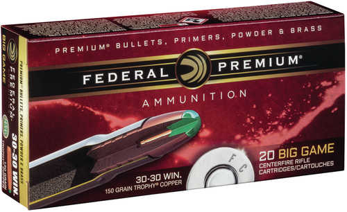Federal 30-30 Winchester 150 Grain Trophy Copper 20 Rounds