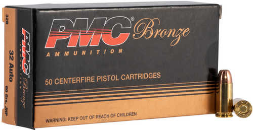 PMC Bronze 32 ACP 50 Rounds Ammunition â€“ High-Quality 60 Grain Hollow Point