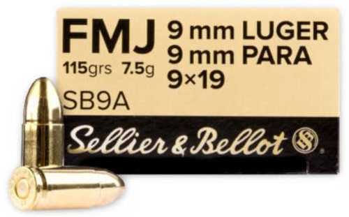 S&B 9MM 115 Gr FMJ Ammo â€“ Reliable Performance for Target Shooting
