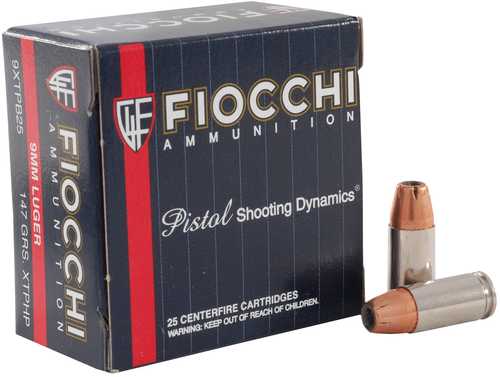 Fiocchi 9mm Luger 25 Rounds Ammunition â€“ Premium 147 Grain Hollow Point