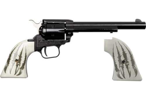 Heritage Rough Rider Single Action Revolver .22 Long Rifle 6.5" Barrel 6 Round Capacity Fixed Sights Wood White With Bear Claw Grips Blued Finish