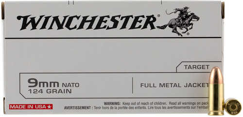 Winchester 9mm NATO 124 gr Full Metal Jacket Ammo â€“ Consistent Performance and Outstanding Value