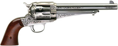 Taylors & Company 1875 Army Outlaw Single Action Revolver .357 Magnum 7.5" Barrel 6 Round Capacity Walnut Grip White Engraved Steel Finish