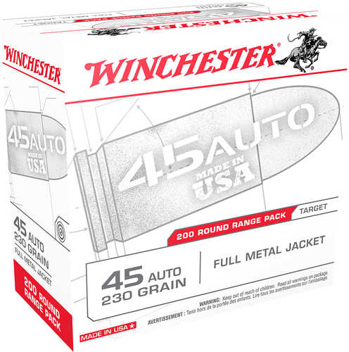 Winchester USA 45 ACP 230 Grain Full Metal Jacket Ammo â€“ High-Quality Performance 200 Round Box