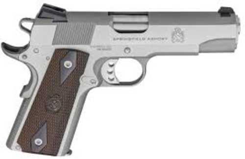 Springfield Armory 1911 Garrison Semi-Automatic Pistol .45 ACP 4.25" Barrel (1)-7Rd Magazine Low Profile 3-Dot Sights Crossed CanFALSEn Wood Laminate Grips Stainless Finish