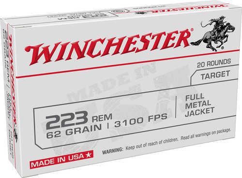 Winchester USA Target 223 Rem 62 gr Full Metal Jacket (FMJ) 20 Round Box
