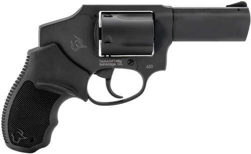 Taurus 650 Small 357 Mag/38 Special +P 5 Shot 3" Matte Black Alloy Steel Barrel, Cylinder & Frame, Black Rubber Grip, Transfer Bar Safety, Concealed Hammer