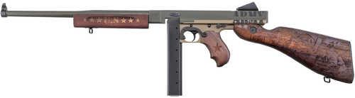 Thompson Army 45 ACP 30+1 16.50" OD Green Cerakote Steel Barrel, Coyote Tan/OD Green Cerakote Steel Receiver w/Engraving, Custom Engraved w/Horizontal Foregrip Walnut Wood Stock