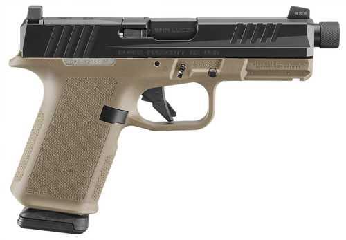 Ruger RXM Ruger 9mm Luger 15+1 4.50" Black FNC Nitride Threaded Barrel & Optic Ready/Serrated Slide, Flat Dark Earth Polymer Frame w/Accessory Rail, Textured Grip, RMSc/RMR/DeltaPoint Pro Footprint