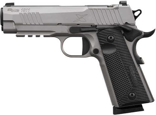 Sig Sauer 1911-X Carry 45 ACP 8+1 4.20" Black DLC Carbon Steel Barrel, Bead Blasted Stainless Steel Optic Ready/Serrated Slide & Frame w/Beavertail & Picatinny Rail, Black G10 Grip, Shield RMSc Footprint