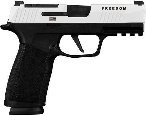 Sig Sauer P365 X-Macro Freedom Series Limited Edition 9mm Luger 17+1 3.70" White Cerakote w/"Freedom" and Flag Engraving Stainless Steel Optic Ready/Serrated Slide, Black Nitron Stainless Steel Frame w/Picatinny Rail, X-Macro Compact Grip