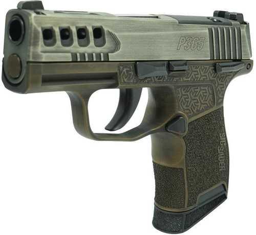 Sig Sauer Distressed Gray Slide/Brown Octagon Grip P365-380 Handgun 380 Auto 10rd Magazine 3.1" Barrel Black Manual Safety