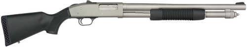 Mossberg 590A1 Pro Compact 12 Gauge Pump 6+1 18.50" Silver Marinecote Heavy Walled Barrel, Silver Marinecote Steel Drilled & Tapped Receiver, Adj LOP Black Synthetic Stock, Ambidextrous