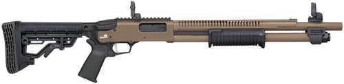 Mossberg 590R 12 Gauge Pump 3" 6+1 18.50" Flat Dark Earth Cerakote Heat Shield Barrel, Flat Dark Earth Cerakote Steel Receiver, Black AR Mil-Spec Adjustable Synthetic Stock, Black Magpul Grip