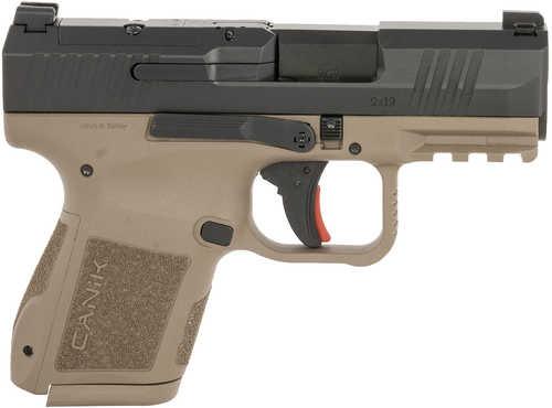 Canik Mete MC9 *CA Compliant Micro-Compact Frame 9mm Luger 10+1 3.18" Steel Barrel, Black Cerakote Optic Ready/Serrated Steel Slide, Flat Dark Earth Polymer Frame w/Picatinny Rail, Textured Grip