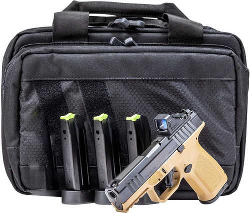 Rost Martin RM1C Bundle Compact 9mm Luger 17+1 4" Black Match Grade Barrel, Black Nitron Steel Serrated w/Optic Slide, Flat Dark Earth Polymer Frame w/Picatinny Rail, Textured Grip, Viridian RFX-11 Green Dot, Ambidextrous