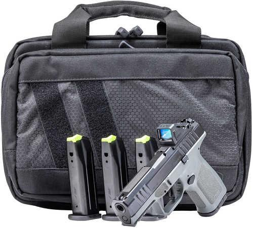 Rost Martin RM1C Bundle Compact 9mm Luger 17+1 4" Black Match Grade Barrel, Black Nitron Steel Serrated w/Optic Slide, Stone Gray Polymer Frame w/Picatinny Rail, Textured Grip, Viridian RFX-11 Green Dot, Ambidextrous