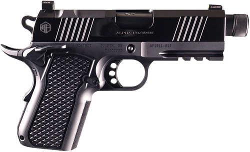 Alpha Foxtrot AF1911 S15 Sub-Compact Frame 9mm Luger 15+1 3.50" Black Threaded Barrel, Polished Black DLC Stainless Steel Optic Ready/Serrated Slide, Polished Black DLC Aluminum Frame w/Beavertail & Picatinny Rail, RMSc Footprint, Ambi