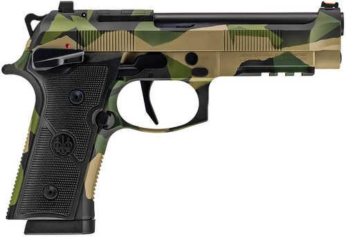 Beretta USA 92XI Full Size Frame 9mm Luger 10+1 4.70" Black Steel Barrel, Splinter Camo Cerakote Stainless Steel Optic Ready/Serrated Slide & Steel Frame w/Beavertail & Picatinny Rail, Black Textured Grip, Ambidextrous