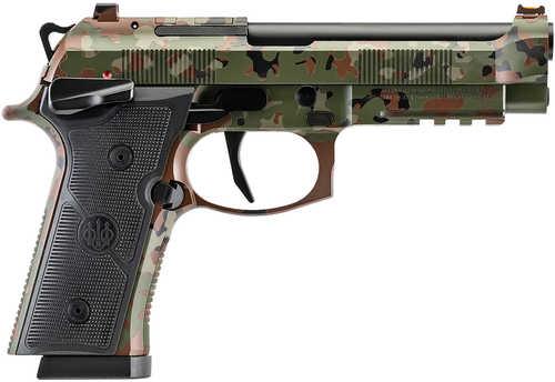 Beretta USA 92XI Full Size Frame 9mm Luger 10+1 4.70" Black Steel Barrel, Flecktarn Camo Cerakote Stainless Steel Optic Ready/Serrated Slide & Frame w/Beavertail & Picatinny Rail, Black Textured Grip, Ambidextrous