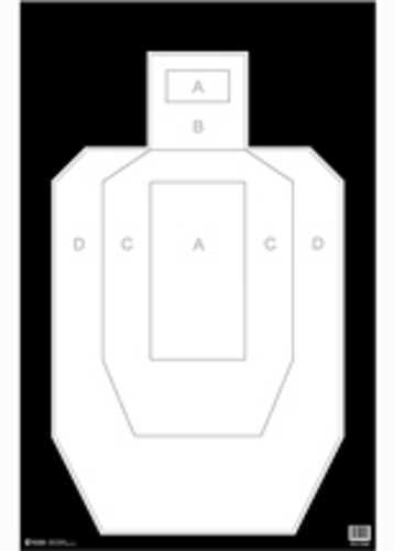 Action Target IPSC/PBKB UFALSEfficial Practice High Visibility Black Background On White Paper 23"x35" 100 Per
