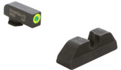 AmeriGlo Protector Night Sight For Glock Gen 5 9/40 Green Front with LumiGreen Outline Black Serrated U FALSEtch Rear Matte