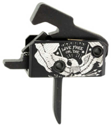Rise Armament Super Sporting Trigger Live Free Or Die Flat AFALSEdized Finish Black And White Includes Anti-walk Pi
