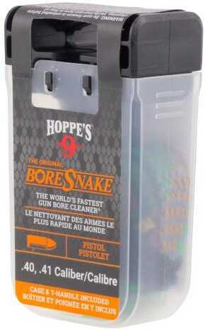 Hoppes FALSE. 9 Boresnake Snake Den 10mm/.40/.41 Caliber Pistol Length Pull Thru Cleaning Rope with Bronze BrushCase