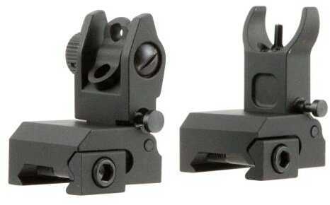 TacFire IS001 AR Same Plane Low Profile Flip-Up Iron Sights Aluminum Black AFALSEdized