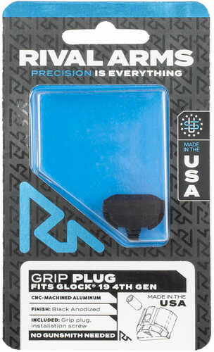 Rival Arms Grip Plug Compatible With for Glock 19 Gen4 Black Hardcoat AFALSEdized