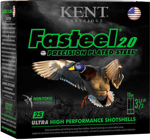Kent Cartridge K1235FS403 Fasteel 2.0 12 Gauge 3.5" 1 3/8 Oz 1550 Fps 3 Shot 25 Rounds